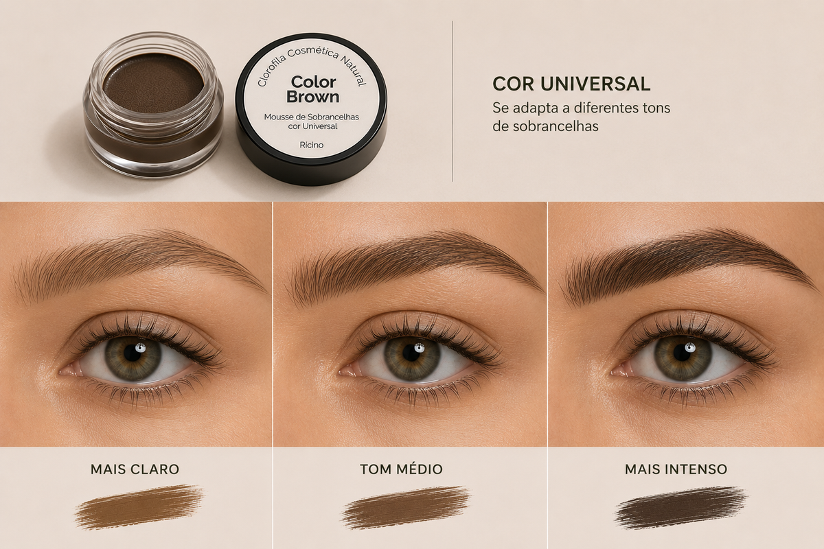 ColorBrown mousse para sobrancelhas de cor universal em tons mais claro, médio e intenso